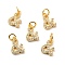 Brass Micro Pave Clear Cubic Zirconia Pendants, with Jump Ring, Long-Lasting Plated, Lead Free & Cadmium Free & Nickel Free, Sign, Real 18K Gold Plated, 10x7x2mm, Jump Ring: 5x1mm, 3mm Inner Diameter