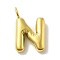 Ion Plating(IP) 304 Stainless Steel Pendants, Real 14K Gold Plated, Balloon Letter Charms, Puff Initial Charms, Letter N, 24x15x5mm, Hole: 4mm