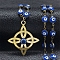 201 Stainless Steel Witches Knot Wiccan Symbol Pendant Necklaces, with Enamel Evil Eye Link Chains, Golden, 15.75 inch(40cm)