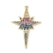 Brass Micro Pave Cubic Zirconia Pendants, Star, Long-Lasting Plated, Cadmium Free & Lead Free, Rack Plating, Real 18K Gold Plated, 41x27.5x2mm, Hole: 1.2mm
