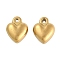 Ion Plating(IP) 304 Stainless Steel Charms, Real 18K Gold Plated, Heart, 10x8x4.5mm, Hole: 1mm