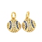 Rack Plating Brass Micro Pave Clear Cubic Zirconia Pendants, with Enamel, Long-Lasting Plated, with Jump Ring, Baseball, Real 18K Gold Plated, 15x10x4mm, Hole: 3mm