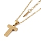 Ion Plating(IP) Initial Letter 304 Stainless Steel Pendant Necklaces, Real 18K Gold Plated, Letter T, 15.87 inch(40.3cm), Pendant: about 17x11.5mm