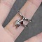 Zinc Alloy with Rhinestone Cuff Rings, Platinum, Star, Inner Diameter: Adjustable