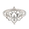 Non-Tarnish 304 Stainless Steel Adjustable Rings, Flower, Stainless Steel Color, US Size 6(16.5mm)