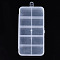 Plastic Bead Storage Containers, 10 Compartments, Rectangle, Clear, 14.5x6.9x2.15cm, Hole: 5.5mm, compartment: 30x24mm.