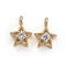 Brass Micro Pave Cubic Zirconia Pendants, Star, Clear, Golden, 10x7x3.5mm, Hole: 1.4mm