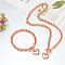 Heart Stainless Steel Pendant Necklaces & Charm Bracelets Sets, Rose Gold, 475mm