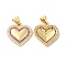 Brass Micro Pave Cubic Zirconia Pendants, Cadmium Free & Lead Free, Heart, Real 16K Gold Plated, 16.5x16x2mm, Hole: 4.5x3mm