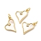 Brass Micro Pave Cubic Zirconia Pendants, Cadmium Free & Nickel Free & Lead Free, with Shell & Jump Rings, Real 18K Gold Plated, Heart, 15x12x2mm, Hole: 3.2mm