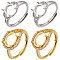8Pcs 2 Colors Adjustable Brass Solitaire Ring Settings, 4 Claw Prong Ring Settings, with Clear Cubic Zirconia, Mixed Color, Inner Diameter: 17mm, Tray: 9.5~10x8mm, 4Pcs/style