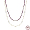 Natural Lepidolite & Pearl Beaded Double Layer Necklaces, with 925 Sterling Silver Chains, with 925 Stamp, Real 14K Gold Plated, 15.98 inch(40.6cm)