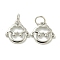 Rack Plating Brass Pendants, with Jump Rings, Long-Lasting Plated, Lead Free & Cadmium Free, Zodiac Charm, Sheep, 11.5x11.5x1.5mm, Hole: 3.5mm