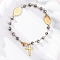 201 Stainless Steel & Electroplated Glass  Miraculous Medal Virgin Cross Charm Bracelets, with 304 Stainless Steel Clasps, Platinum Plated, Golden, 9 inch(22.85cm)