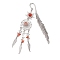 Alloy Sun & Woven Net/Web with Feather Charms Bookmarks, with Natural Carnelian Chips Beads, 139~142mm