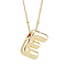 1pc Brass Chain with Alloy Letter Pendants Necklaces, Lead Free & Nickel Free & Cadmium Free, Golden, Letter E, 17.99~18.23 inch(45.7~46.3cm), pendants: 20~22.5x13~23mm
