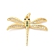 Brass Micro Pave Cubic Zirconia Pendants, Cadmium Free & Lead Free, with Jump Ring, Dragonfly Charms, Golden, Clear, 24x30.5x3mm, Hole: 3mm