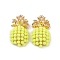 Golden Plated Alloy Resin Fruit Pendants, Pineapple Charms, Cadmium Free & Lead Free, Nickel, Yellow, 23x12x6mm, Hole: 1.8mm