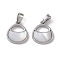 Brass Pave Shell Bag Charms, Platinum, 13.5x12x3mm, Hole: 2x4.5mm