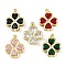 Brass Glass Pendants, Clover, Lead Free & Cadmium Free, Long-Lasting Plated, Rack Plating, Real 18K Gold Plated, Faceted, Mixed Color, 24x21.5x5.5mm, Hole: 5x2.5mm
