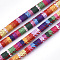 Ethnic Style Cloth Cords, with Cotton Cord Inside, Colorful, 6.5~7x5mm, about 109.36 yards(100m)/bundle