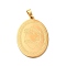 201 Stainless Steel Pendants, Oval with Heart Charm, Golden, 34x25x1.5mm, Hole: 8x4mm