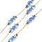 316 Surgical Stainless Steel Ball Chains, with Glass and 304 Stainless Steel Beads, Soldered, with Spool, Real 18K Gold Plated, Cadet Blue, 2.5x1x0.2mm