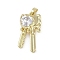 Brass Micro Pave Clear Cubic Zirconia Pendants, Cadmium Free & Nickel Free & Lead Free, Key Charms, Real 18K Gold Plated, 27.5x14x6mm, Hole: 2.5x5mm