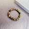 Natural Unakite Stretch Rings, Adjustable Beaded Rings, 3mm