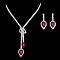 Alloy Rhinestone Pendant Necklaces & Earrings Sets for Women, Platinum, Teardrop, 450mm