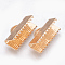 Brass Ribbon Crimp Ends, Cadmium Free & Nickel Free & Lead Free, Rectangle, Golden, 8x16mm, Hole: 1x5mm