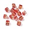 Baking Painted Handmade Gold Sand Lampwork Beads, Cube, Red, 10~11x10~11x10mm, Hole: 1.8mm