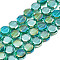 Electroplate Transparent Glass Beads Strands, AB Color Plated, Faceted, Octagon, Light Sea Green, 7~8x7~8x4mm, Hole: 1.2mm, about 72pcs/strand, 20.47 inch(52cm)