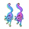 304 Stainless Steel Pendants, Fox Charms, Rainbow Color, 41x19.5x1.5mm, Hole: 2mm