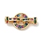 Brass Fold Over Clasps, Cadmium Free & Nickel Free & Lead Free, with Glass, Real 18K Gold Plated, 29mm, Hole: 5.5mm