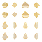 HOBBIESAY 32Pcs 8 Styles Blank Stamping Tags Real 24K Gold Plated Pendants Charms Brass Teardrop Square Fan Leaf Twist Rhombus Dangle Charms for Stamping Necklaces Bracelets Earrings