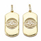 Brass Micro Pave Cubic Zirconia Pendants, with Jump Rings, Nickel Free, Oval with Eye, Clear, Real 16K Gold Plated, 33x16.5x5mm, Jump Rings: 9x5.5x2mm, 2.5x5mm Inner Diameter.