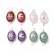 Natural Mixed Stone Connector Charms, Oval Links with Silver Color Tone Moon & Star Brass Slices, 20.5~21x9.5~10x6~6.5mm, Hole: 1.5mm, 2pcs/set