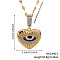 Fashionable Brass Blue Enamel Pendant Necklaces, with Clear Cubic Zirconia, Golden, Heart with Evil Eye, 15.75 inch(40cm)
