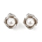 304 Stainless Steel Pendants, with White Plastic Imitation Pearl Beads, 3D Flower, Stainless Steel Color, 10x8x6mm, Hole: 1.8mm