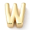 Rack Plating Brass Slide Charms, for Personalized Name Necklaces Making, Cadmium Free & Lead Free, Real 18K Gold Plated, Letter, Letter W, 8x7x3.5mm, Hole: 1.4mm