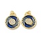 Brass Micro Pave Cubic Zirconia Pendants, with Enamel and Jump Rings, Oblate/Square Series Charms, Flat Round, Cadmium Free & Lead Free, 19.5x16x2.5mm, Hole: 2.8mm