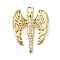 Brass Micro Pave Cubic Zirconia Pendants, Angle Charms, Real 14K Gold Plated, 17x13.5x3.5mm, Hole: 1.5mm
