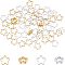 SUPERFINDINGS 60Pcs 2 Colors Brass Bead Frames Hollow Flower Metal Links Connectors with Two Holes Textured Bead Frame Fit 7mm Beads for Necklace Bracelet Making