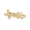 Brass Micro Pave Clear Cubic Zirconia Fold Over Clasps, Cadmium Free & Nickel Free & Lead Free, Butterfly, Real 18K Gold Plated, 38mm, Hole: 1.2mm
