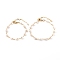 Mother's Day Jewelry, Mother and Daughter Bracelets Sets, Natural Pearl Beaded Bracelets, with Golden Plated Brass Lobster Claw Clasps, White, 6-1/4 inch(16cm), 7-1/4 inch(18.5cm), 2pcs/set