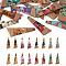 Pandahall 16Pcs 8 Colors Transparent Resin & Walnut Wood Big Pendants, Two-Tone, Trapezoid Charms with Gold Foil, Mixed Color, 57.5x19.5x2.5mm, Hole: 2mm, 2pcs/color