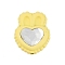 Spray Painted Alloy Beads with Rhinestone, Lead Free & Cadmium Free, Heart, Yellow, 20x15.5x7.5mm, Hole: 1.6mm