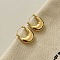 Retro Brass Huggie Hoop Earrings for Women, Golden