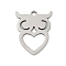 201 Stainless Steel Pendants, Owl Charms, Stainless Steel Color, 16.5x13x1mm, Hole: 1.4mm